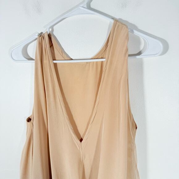 Elizabeth Suzann Marlena Nude Peach V Neck 100% Silk Knee Length Slip Dress XS - Picture 6 of 13